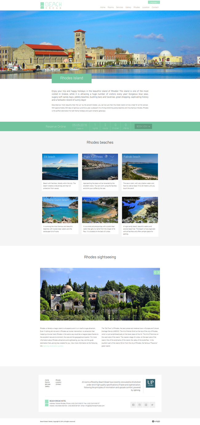 Κατασκευή responsive ιστοσελίδας για τo ξενοδοχείο Beach Break στo Φαληράκι, Ρόδου