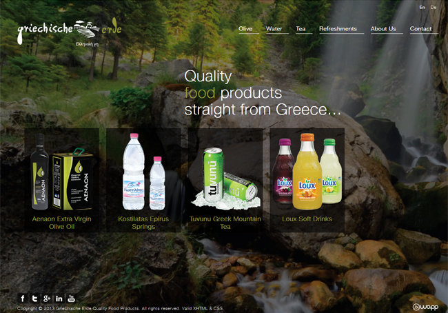 Website for GriechischeErde Quality Food Products company in Nuremberg