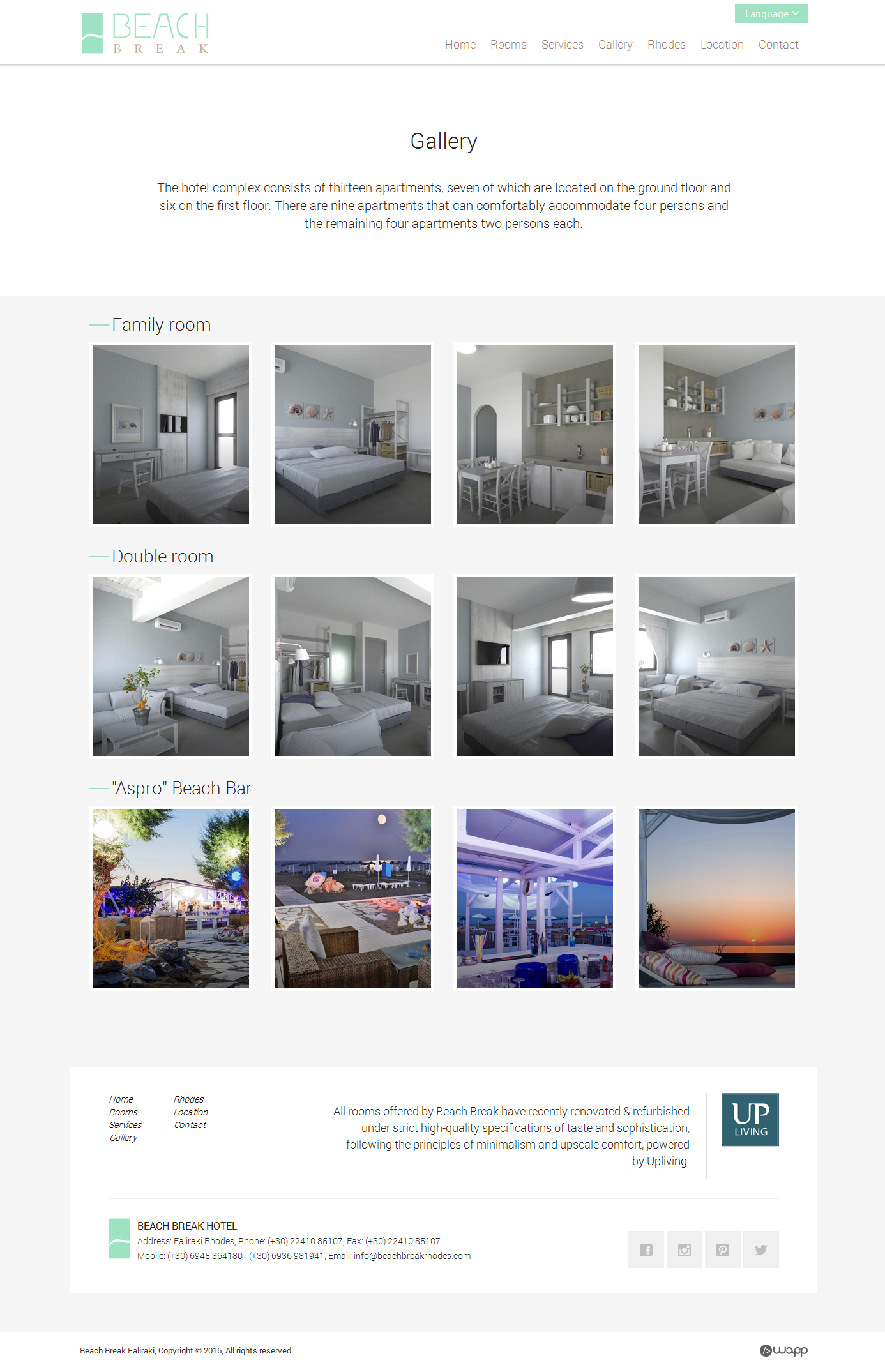 Responsive website for Beach Break hotel in Faliraki, Rhodes