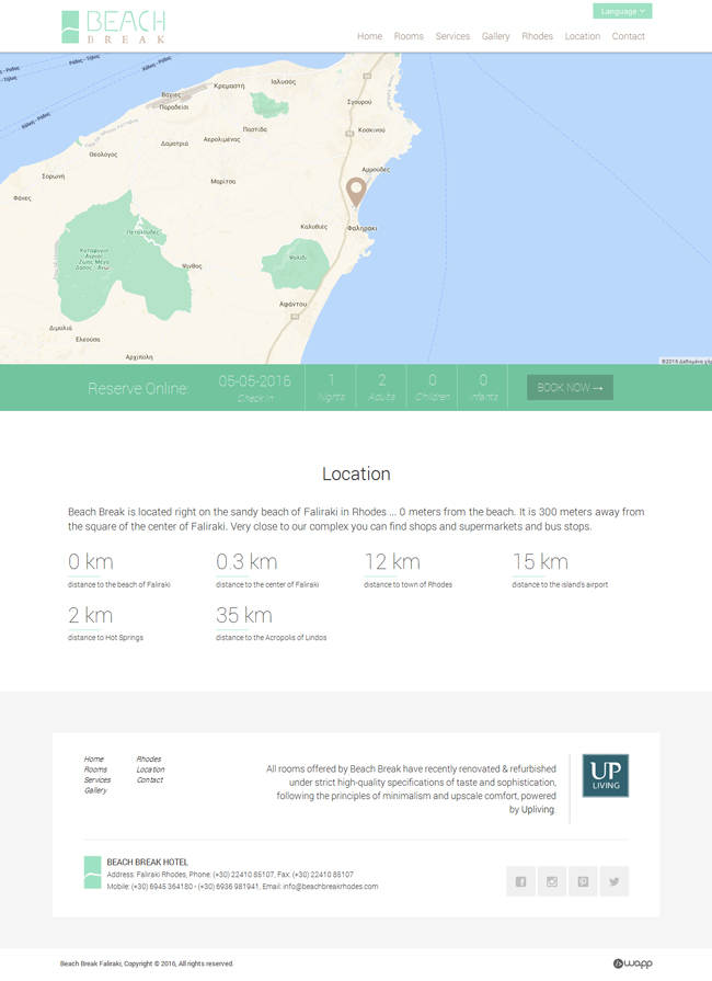 Responsive website for Beach Break hotel in Faliraki, Rhodes