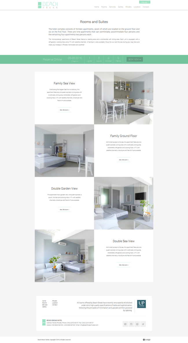 Responsive website for Beach Break hotel in Faliraki, Rhodes