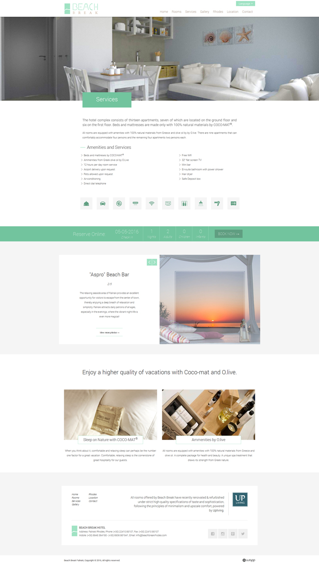 Responsive website for Beach Break hotel in Faliraki, Rhodes