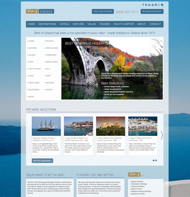 Website for Best of Greece Holidays