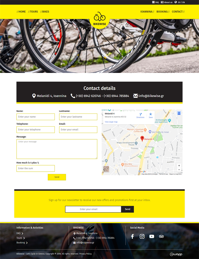 Κατασκευή responsive ιστοσελίδας για το Bikewise στα Ιωάννινα