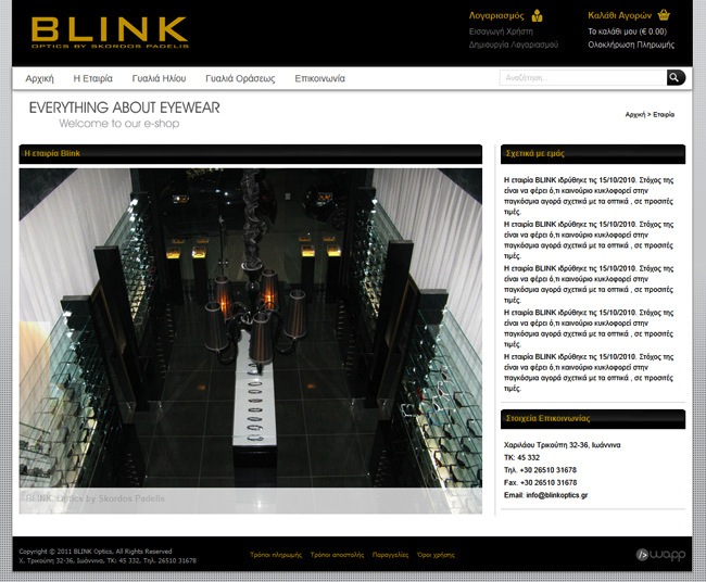 Ηλεκτρονικό Κατάστημα Blink Optics στα Ιωάννινα