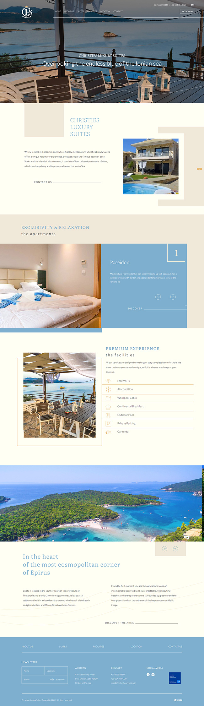 Κατασκευή responsive ιστοσελίδας για το κατάλυμα Christies Luxury Suites στα Σύβοτα.