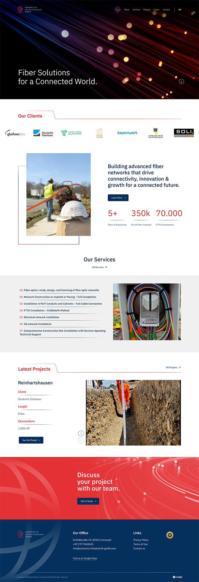 Κατασκευή responsive ιστοσελίδας για το Connecta Infratechnik Gmbh στην Γερμανία