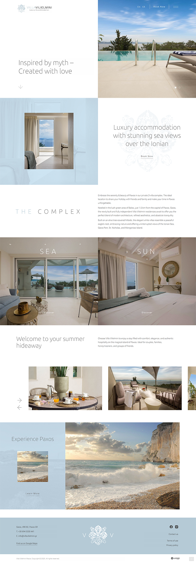 Responsive website for Villa Vilielmini Paxos