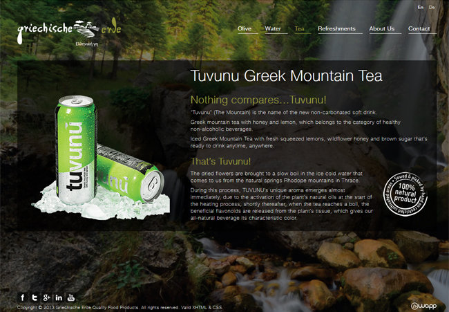 Website for GriechischeErde Quality Food Products company in Nuremberg