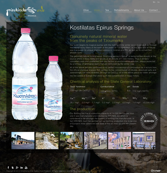 Website for GriechischeErde Quality Food Products company in Nuremberg