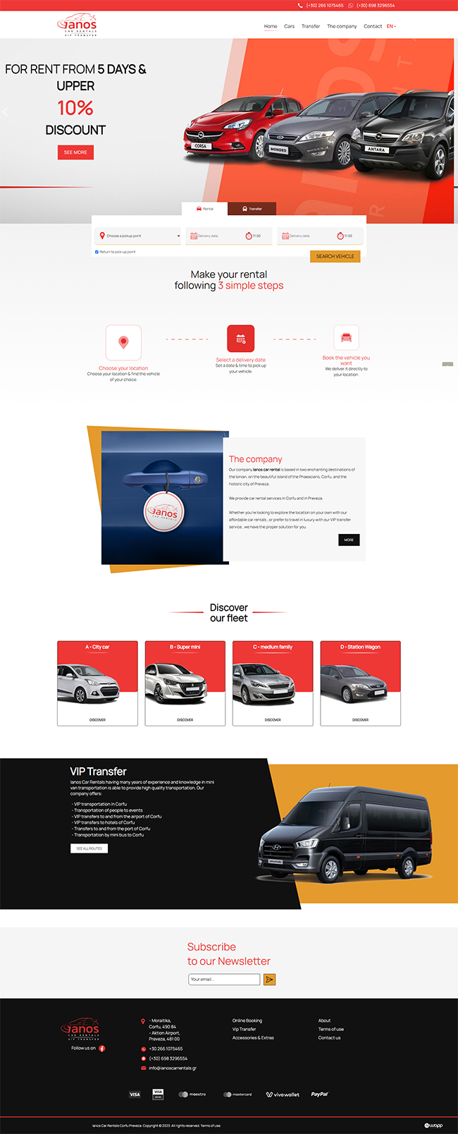 Responsive website for Ianos Car Rentals in Corfu and Preveza