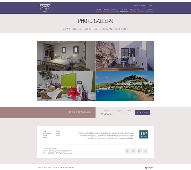 Responsive website for Lindos Comfy Suites in Rhodes