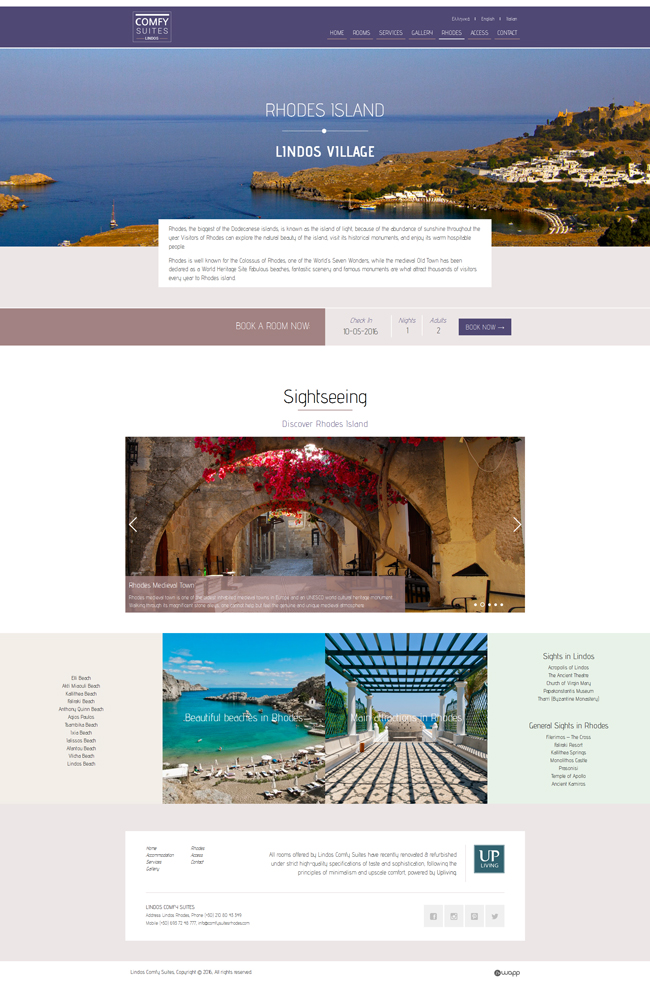 Responsive website for Lindos Comfy Suites in Rhodes