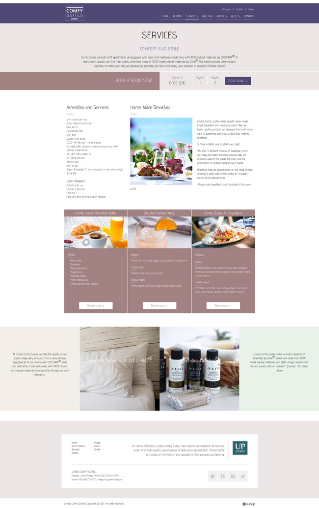 Responsive website for Lindos Comfy Suites in Rhodes