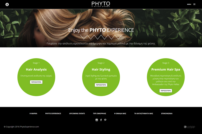 Web application for Phyto Hair Experience in Athens