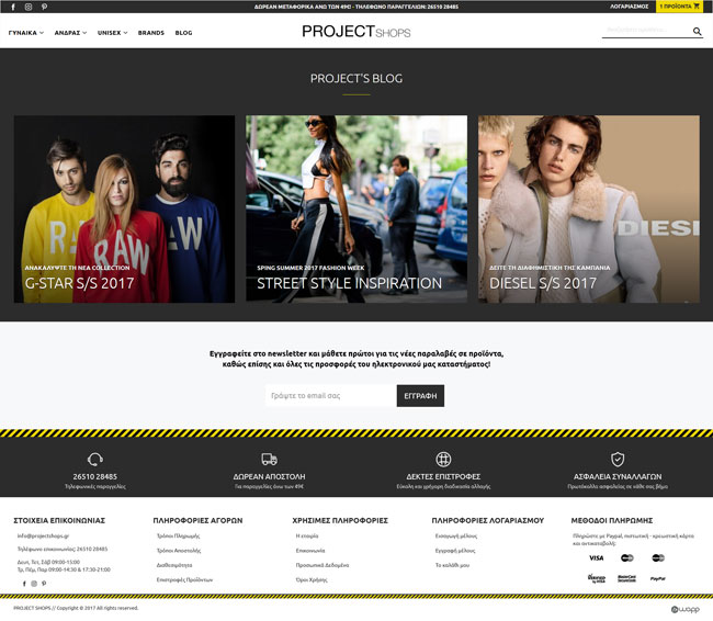 Κατασκευή responsive eshop της εταιρίας Project Shops στα Ιωάννινα