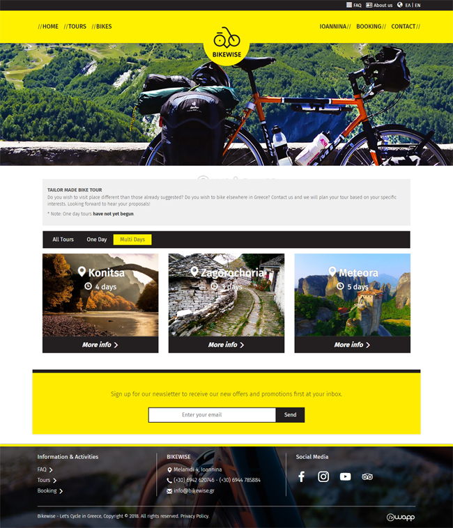 Responsive website for Bikewise in Ioannina