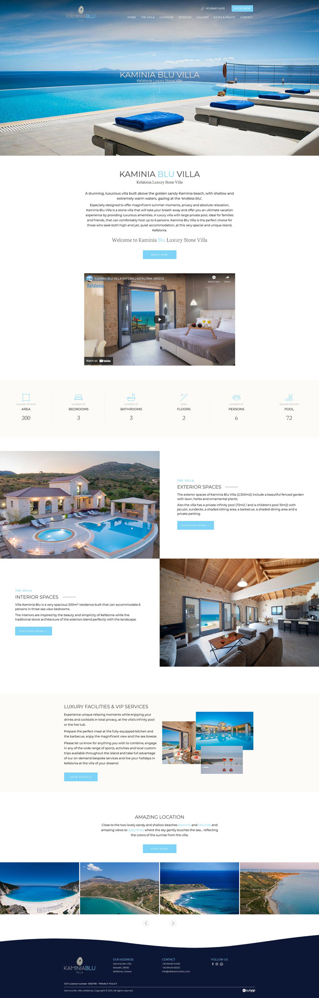 Responsive website for Kaminia Blu Villa in Kefalonia