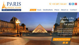 Website for Paris Unique Tours, official licensed guides in France